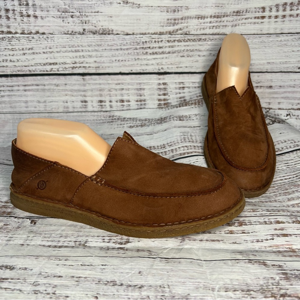 Born Stewie II Brown Suede Loafers Mens‎ 9.5 Soft Leather Slip On Shoes